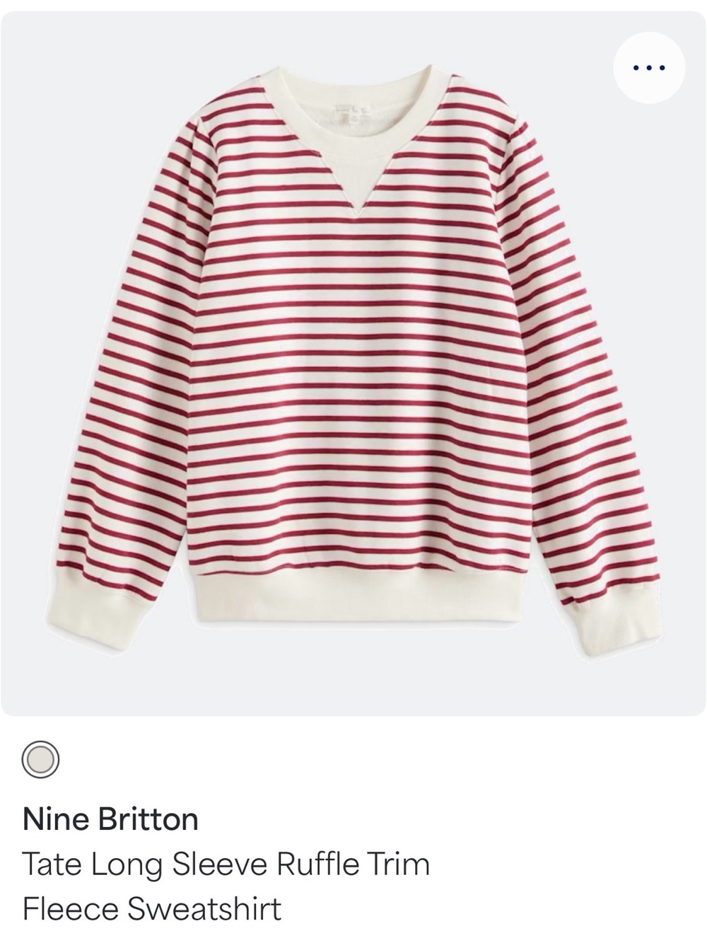 nine britton White and Burgundy Striped Pullover Sweatshirt